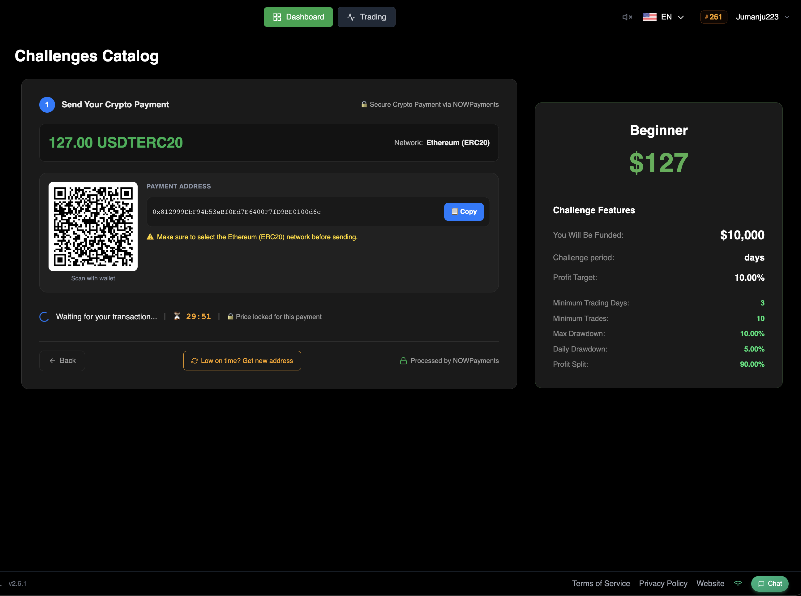 Payment address and QR code